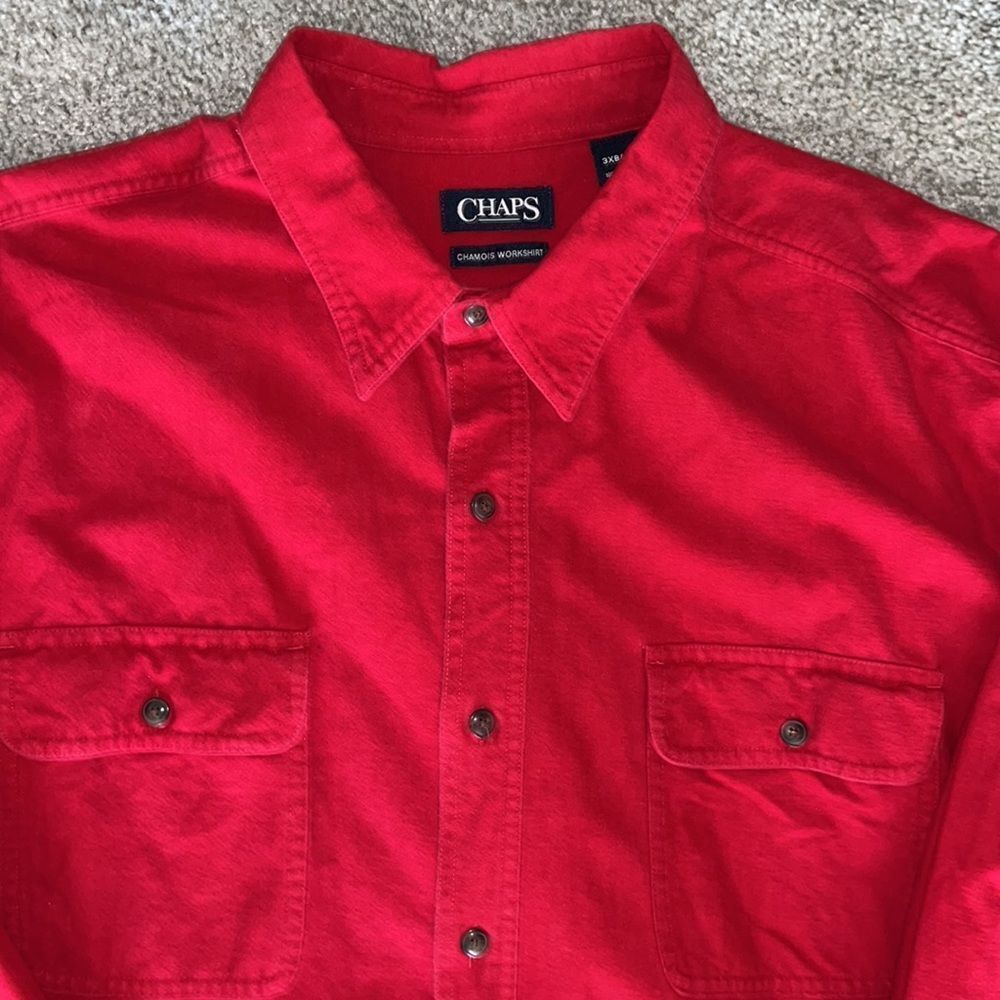 Chaps Mens Sunday Red Chamois Thick Cotton Double chest pocket work shirt 3XB